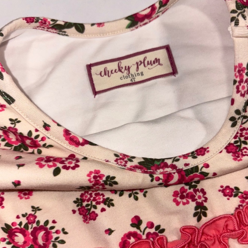 Cheeky Plum Clothing Floral‎ Ruffle Dress Girls Size 4T Long Sleeve - Picture 4 of 8